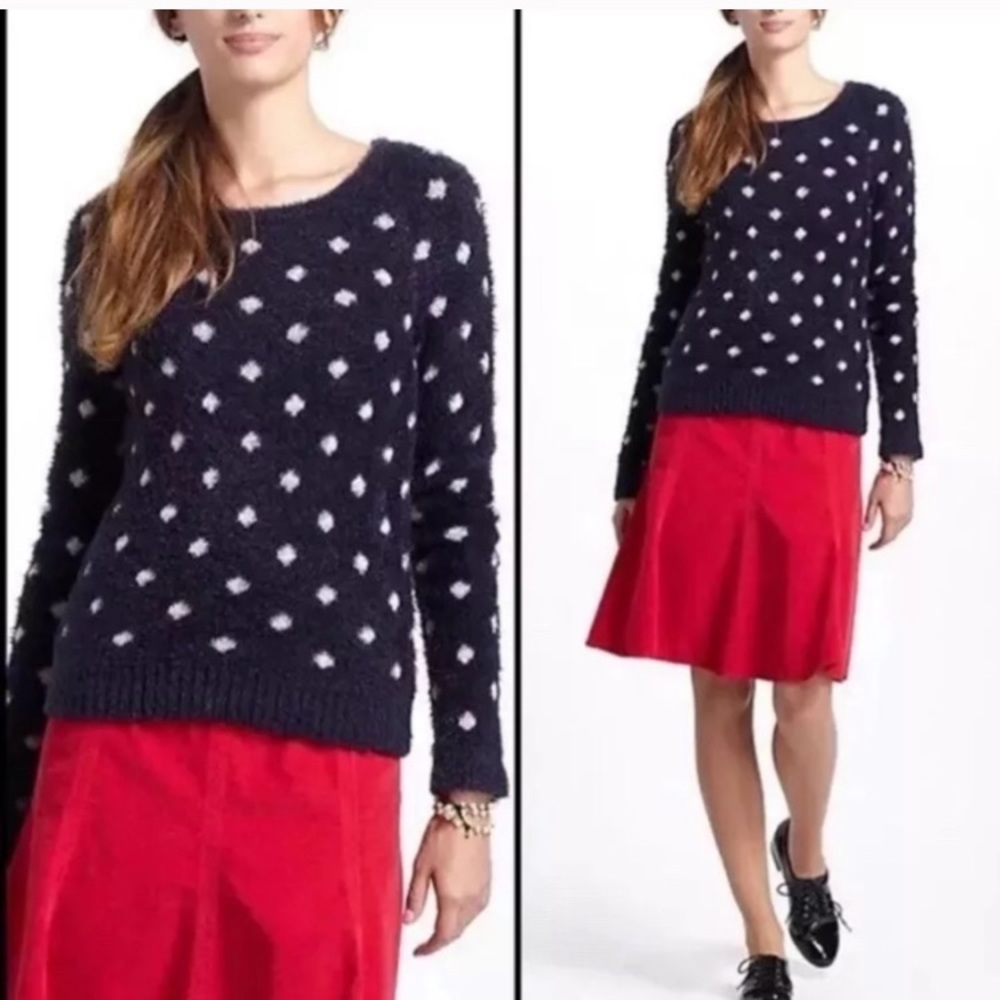 Anthropologie | MOTH eyelash Wool Blend Polka Dot Sweater